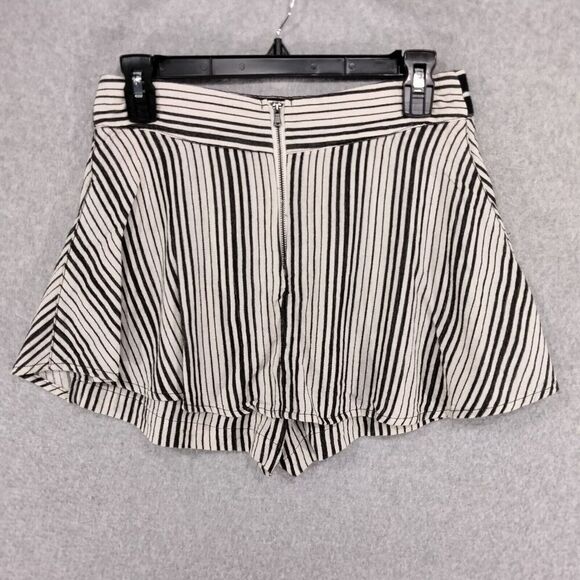 Free People Shorts Womens Size 2 Linen Blend Flowy Black White Striped Zip Back - Picture 7 of 10